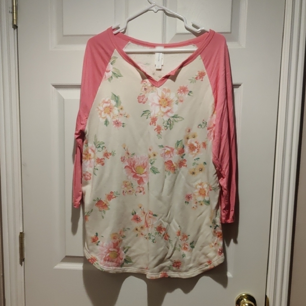 Floral Pink and Cream Women's Top